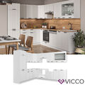 Küchenzeile Fame-Line Landhaus Eckküche Winkel Küche Einbau Weiß Vicco