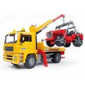 Bruder MAN TGA Abschlepp-LKW mit Geländewagen Modellfahrzeug Spielzeug gelb/rot