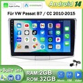 2+32G Android 14 Autoradio Carplay BT GPS Navigation für VW Passat B7 CC 2010-15