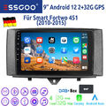 32G Android 12 Autoradio CarPlay GPS Navi WIFI BT HIFI DAB+ Für Smart Fortwo 451