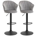 2er-Set Barhocker drehbare Barstühle mit Lehne Samt Touch höhenverstellbar Grau