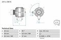 BOSCH Lichtmaschine 150 A (0 986 045 360) für SEAT Alhambra Sharan DODGE 