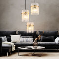 Hängelampe Pendelleuchte Esszimmerlampe 3 flammig Glas gold Küchenlampe H 140 cm