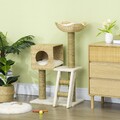 PawHut Kratzbaum 100,5cm Katzenbaum mit Katzenhöhle, Bett, Treppe, Kissen, Natur