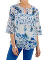 AMY VERMONT Bluse und Top mit grafischem Druck, weiß-blau. Gr. 44. NEU!!! SALE%%