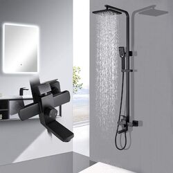 Schwarz Duscharmatur Duschset Regendusche Duschsystem Mischbatterie mit brause