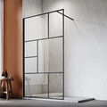 SONNI Walk-in Dusche Duschwand Duschabtrennung 8mm NANO Glas 120x200 cm Schwarz