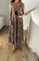 Kleid Maxi Lang Leo Tierdruck 38 40 42 Neu Schwarz Braun Beige