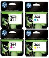 4er Set Original HP 364 Tintenpatronen (CMY) HP 364XL Schwarz Kombipack