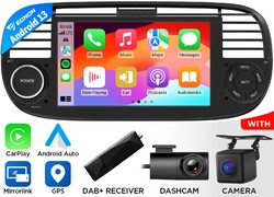 CAM+DVR+DAB+ 7" IPS Android 13 Autoradio GPS Navi CarPlay Für Fiat 500 2008 2009