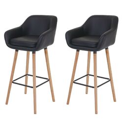 B-Ware 2er-Set Barhocker Vaasa T381, Barstuhl Tresenhocker, Kunstleder, schwarz
