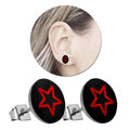 1 Paar Ohrstecker Ohrringe Ohrschmuck Ohr Motiv Symbol Stern Rot Schwarz Rund