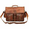 Handgefertigte braune Herren-Aktentasche aus echtem Leder Kuriertasche Schult...