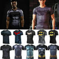 Herren Jungen Marvel Superheld Batman Kompression T-shirt Fitnessstudio Sports