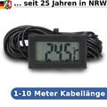 mini Thermometer Temperatur Anzeige digital mit Fühler 1m - 10m Kabel schwarz