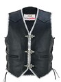 Motorrad Lederweste Kutte Biker Chopper Rocker Schwarz/weiße Club Weste Leder