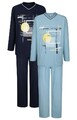 2er PACK - HERREN-PYJAMA marine+hellblau SCHLAFANZUG Gr.56/58 NEU