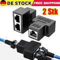 2 x RJ45 Y Netzwerk Lan Verteiler Adapter 1zu2 Splitter Cat6A Ethernet Kabel NEU