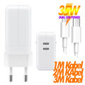 Für Apple iPhone 35W Dual USB‑C Port Power Adapter Ladegerät Netzteil Ladekabel 