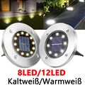 8/12LED Solarleuchte Bodenstrahler Außen Gartenleuchten Garten Solarlampen IP65