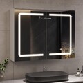 Badezimmer Spiegelschrank LED Steckdose Touch Weiß 2-türig 80x60x16 Wandmontage