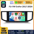 10" 64G Android 14 Autoradio Carplay RDS WiFi DSP BT 5.0 GPS Navi für VW Crafter