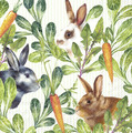 4 Servietten - Hasen und Möhren green IHR - Kaninchen