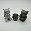3 Stück Eulen aus Metall Zinn u.a. wohl Bronze Figur Eule Vintage