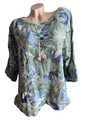 Bluse ITALY T Shirt Tunika Leinen Optik lässige Passform Top Baumwolle 44 46 48
