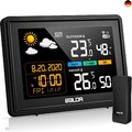 Skeufy Wetterstation Funk mit Außensensor, Innen und Außen Temperatur, L