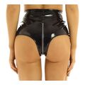 Hotpants Slip Shorts Glanz Leder-Optik Eng Sexy Glanz Reißverschluss Wet-look