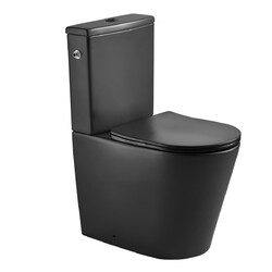 Stand-Kombi-WC Spülkasten Zulauf links/rechts Stand-WC SoftClose WC-Sitz schwarz