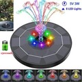 Solarpumpe 3W 8 LED Solar Teichpumpe mit Akku Garten Springbrunnen Wasserspiel