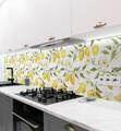 Küchenrückwand selbstklebend Zitronen mit Blüten Spritzschutz Folie