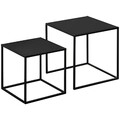 2er-Set Couchtisch Beistelltisch für Wohnzimmer aus Stahlgestell Schwarz