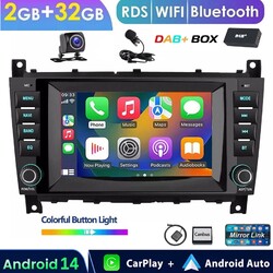 DAB+ Für Mercedes Benz C Klasse W203 CLK W209 Autoradio Android 14 GPS NAVI RDS