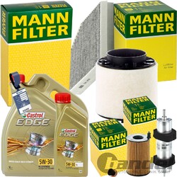 MANN INSPEKTIONSPAKET+6L CASTROL 5W-30 MOTORÖL passend für AUDI A4 B8 A5 3.0 TDI
