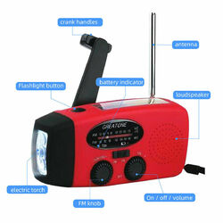 Solar Radio Handkurbel Handy Ladegerät Notfall Radio AM/FM USB LED Taschenlampe