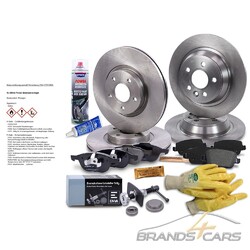 ATEC 4x BREMSSCHEIBE+BREMSBELÄGE BREMSKLÖTZE VORN+HINTEN FÜR FORD KUGA 1 2.0 2.5#REINIGER/HANDSCHUHE/KUPFERPASTE/KOLBENRÜCKSTELLER#