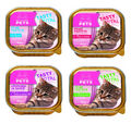 MY HAPPY PETS Katzenfutter feine Pastete & Häppchen in Soße 4 Sorten 256 x 100g