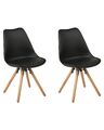 Esszimmerstuhl 2er Set Kunstleder in Schwarz Küchenstühle Moderne Essstühle