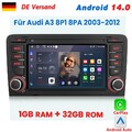 Für Audi A3 8P1 8PA 2003-2012 Carplay Android 14 Autoradio GPS Navi BT DAB+ 32GB