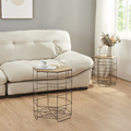 [en.casa] Metall Beistelltisch Metallkorb Couchtisch Sofatisch Dekokorb 2er Set
