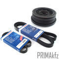 2x BOSCH Keilrippenriemen + Riemenscheibe Kurbelwelle für BMW E87 E90 E91