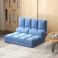 HOMCOM Bodenstuhl 2-in-1 Bodensessel Bett mit Rückenlehne Verstellbar Blau