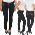Damen Skinny Röhrenjeans Hüftjeans Stretchjeans Hose Slim Fit Jeans 3 Knopf