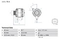 Lichtmaschine Generator Bosch für Peugeot 206 CC Cabrio 2001 - 2018 0986049370