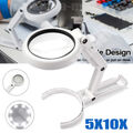 5X 10X Lupe mit 8 LED Licht Desktop Stand Leselupe Vergrößerung Arbeitslupe DHL