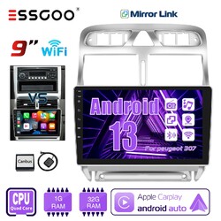 9 Zoll Autoradio Android 13 CarPlay GPS RDS 1+32G Für Peugeot 307 SW CC 02-2013