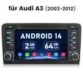 2+64GB Für AUDI A3 8P 2003-2012 Android 14 Autoradio Apple Carplay GPS Navi WIFI